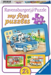 I miei primi puzzle – veicoli di soccorso con animaletti al volante 3×6 pezzi RAVENSBURGER