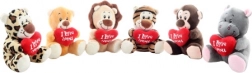 Peluches di animali selvatici con cuoricino 14 cm