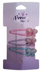 Set Pink di fermagli per capelli glitterati con farfalle (3 pz)