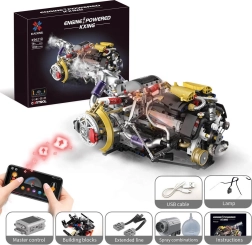 Kit di costruzione di un motore con USB, luce LED ed effetto fumo (1394 pezzi)