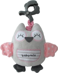Gufo musicale di peluche Baby Mix rosa con clip