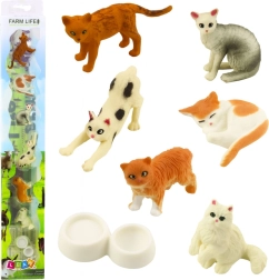 Set di mini figure di gatti con ciotola per mangime