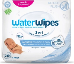 WaterWipes salviettine umidificate Newborn & Baby 3 in 1, 4×60 pz (240 pz)