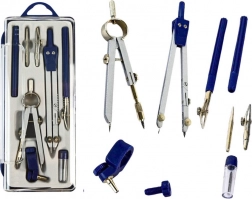 Set di compassi geometrici con organizer, 9 pezzi