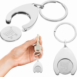 Portachiavi in metallo 2 in 1 con gettone per carrello della spesa