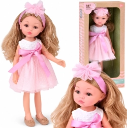Bambola ballerina con abito in tulle rosa, 35 cm