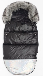 Sacco invernale di lusso con pelliccia Shine New Baby nero‑argento