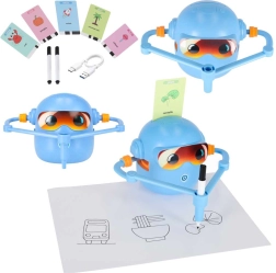 Robot da disegno interattivo per bambini – kit educativo con schede e pennarelli, blu