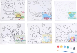Set pittura per bambini su tela 20×20 cm con sagoma, colori e pennello