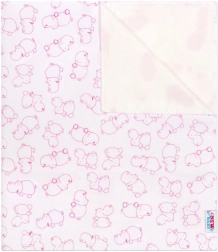 Telo flanellato impermeabile New Baby ippopotamo bianco‑rosa