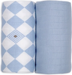 Lodger swaddler in cotone biologico 110 × 110 cm, blue fogg - 2 pezzi