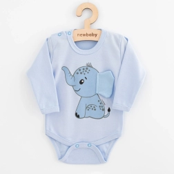 Body neonato a maniche lunghe New Baby Happy Elephant blu 80