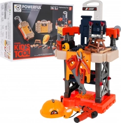Banco da lavoro per bambini 3 in 1 con valigetta e trapano avvitatore a batteria, 78 pezzi