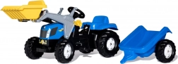 Trattore a pedali con benna frontale e rimorchio ROLLY TOYS NEW HOLLAND, blu