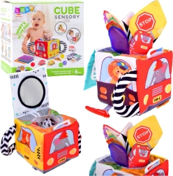 Morbido cubo sensoriale con macchinine e segnali stradali con specchietto sicuro