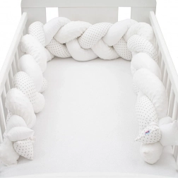 Paracolpi intrecciato per lettino a trecce NEW BABY Minka e Pois, grigio