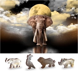 Puzzle in legno Sogni di elefante 2 in 1, ecologico, 150 pezzi