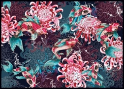 Puzzle Giardino Segreto: Carpe Koi e crisantemi 1000 pezzi