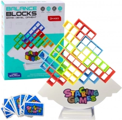 Torre Tetris in equilibrio - gioco di abilità con 48 blocchi e 22 carte