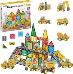 Woopie blocchi da costruzione magnetici con macchine da cantiere, 30 pezzi