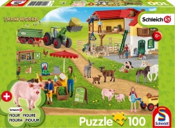 Puzzle SCHLEICH Fattoria con banco di vendita 100 pezzi + figurina