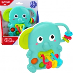 Sonaglio sensoriale elefantino verde con elementi mobili