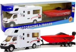 Giocattolo caravan con barca rossa e volano 1:48