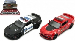 Kinsmart Chevrolet Camaro – auto della polizia e dei vigili del fuoco a retrocarica, 12 cm
