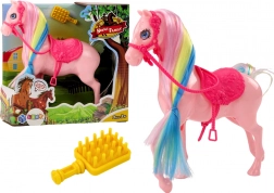 Figurina Cavallo con Criniera Colorata e Sella Rosa