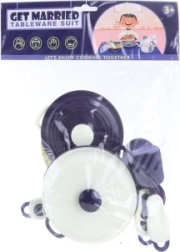 Set di stoviglie da cucina per bambini 9 pezzi blu e bianco