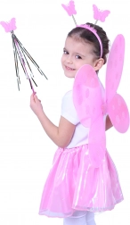 Costume da farfalla con ali rosa e accessori