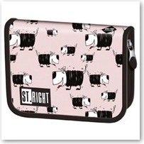 Astuccio scolastico a due alette rosa BAMBINO con cani