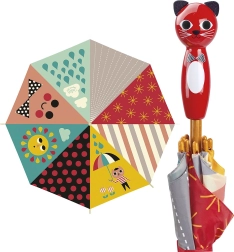 Ombrello per bambini colorato con manico a forma di gatto