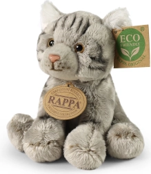 Gatto di peluche grigio seduto 14 cm eco-friendly
