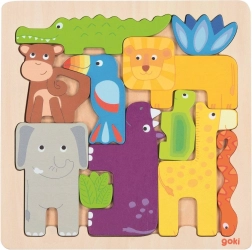 Puzzle in legno sagomato Safari 11 pezzi Goki