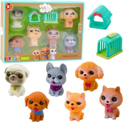 Figure di gomma di cagnolini con suono - set di 6 pezzi
