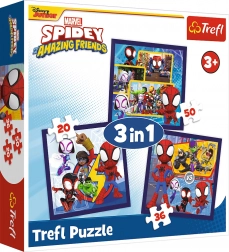 Puzzle Spidey: ragni e dinosauri 3 in 1 (20, 36 e 50 pezzi)