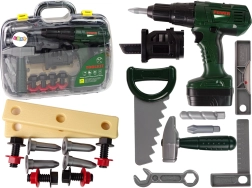 Set di attrezzi per bambini con valigetta e trapano verde a batteria
