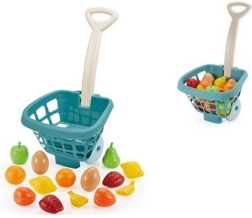Carrello della spesa con frutta e verdura per bambini