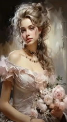 Pittura diamantata ragazza con rose 30 × 40 cm