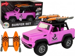 fuoristrada rosa 1:14 con set da surf e meccanismo a inerzia