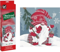 Pittura diamantata Folletto di Natale 30 × 30 cm