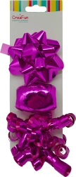 Set regalo di fiocchi e nastro metallizzati, 3 pz (fiocchi 9 cm, nastro 10 m, fiocchino 6 mm)