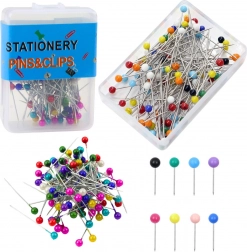 Set di spilli con testa colorata - 100 pezzi