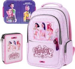 Set scuola conveniente KPop Demon Hunters Huntrix – zaino, astuccio accessoriato e portamerenda