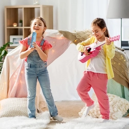 microfono karaoke wireless per bambini con bluetooth e altoparlante con coniglietto – blu