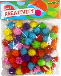 Pompom scintillanti 15 mm, mix di colori, 80 pz