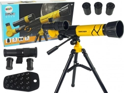 Telescopio astronomico per bambini con supporto per telefono, giallo