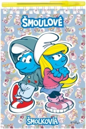 taccuino Puffi con penna, a spirale righe e bianco, 15 × 22 cm