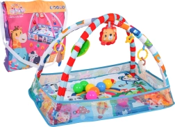 Tappetino da gioco per bambini e piscina a palline asciutta con arco e giocattoli sospesi
